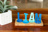 Personalized Sprocket Name Puzzle Acrylic and Wooden Toy Display | BusyWorx©