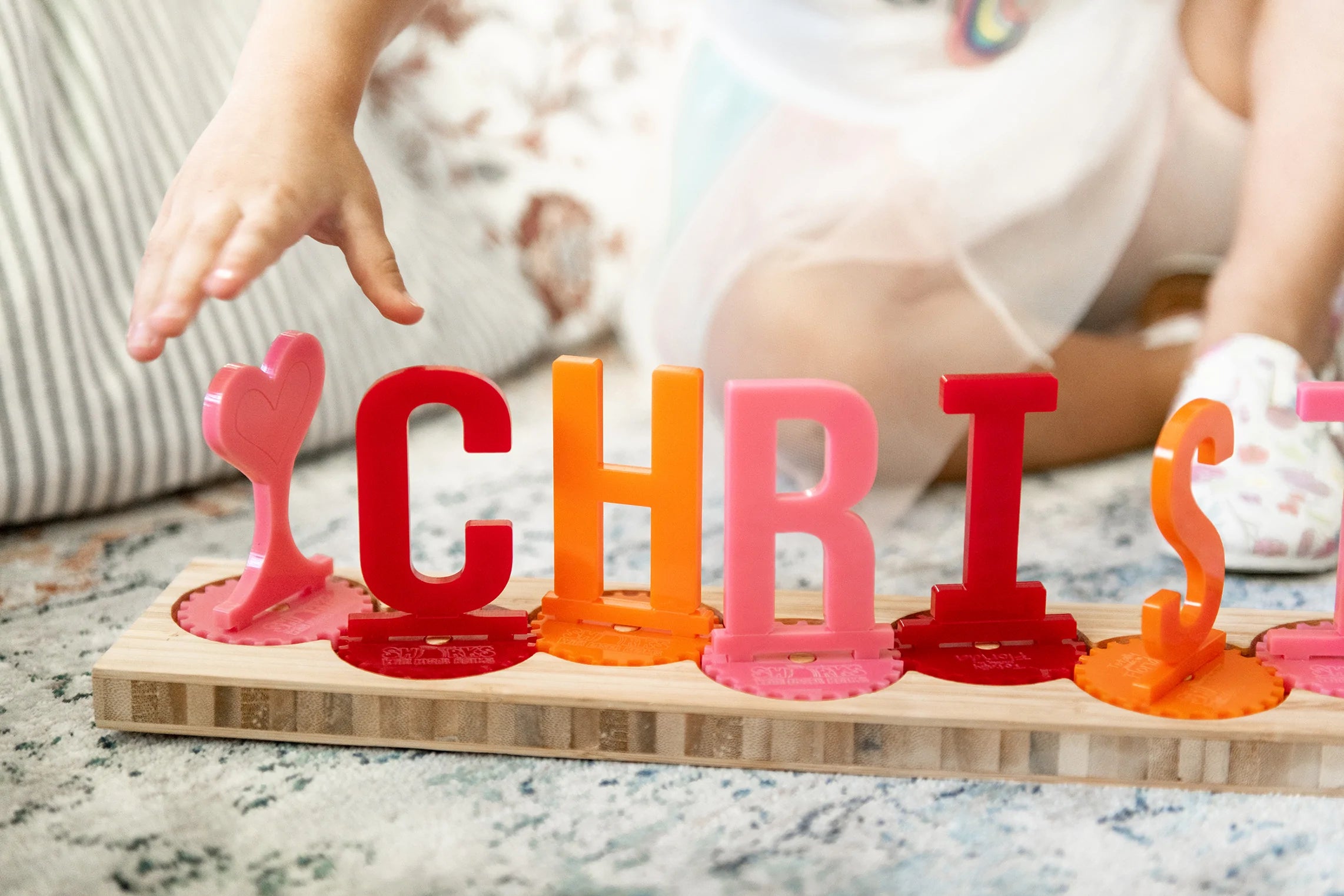 Personalized Sprocket Name Puzzle Acrylic and Wooden Toy Display | BusyWorx©