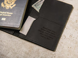 World Map or Compass Personalized Leather Passport Cover