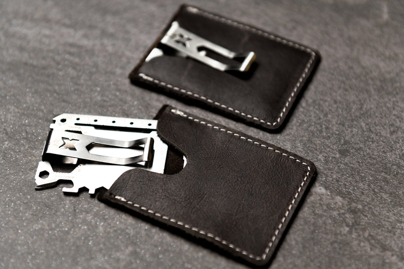 MultiTool Card with Distressed Leather Sleeve