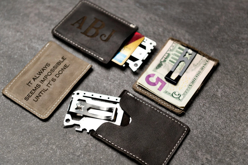 MultiTool Card with Distressed Leather Sleeve