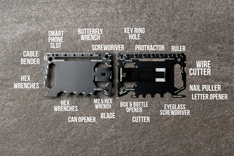 MultiTool Card with Distressed Leather Sleeve