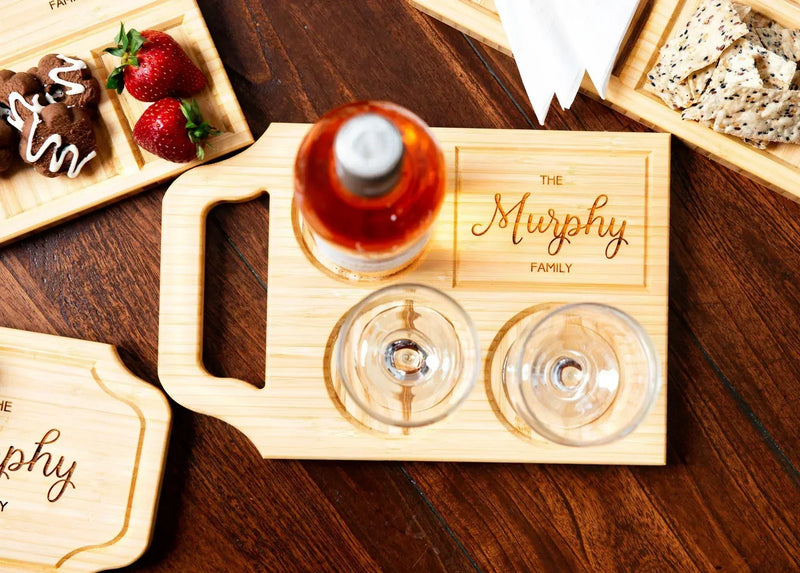 A Blonde-finished custom wine board