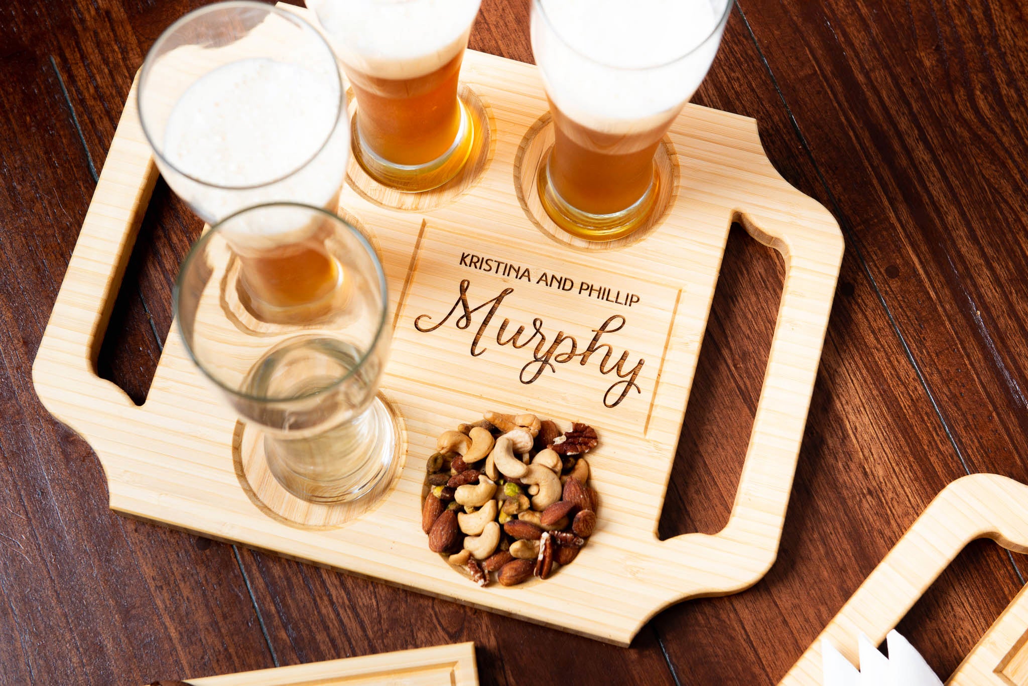 A custom wine board with family name engraving