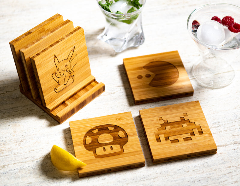 Gamer Inspired Coasters with Optional Coaster Holder