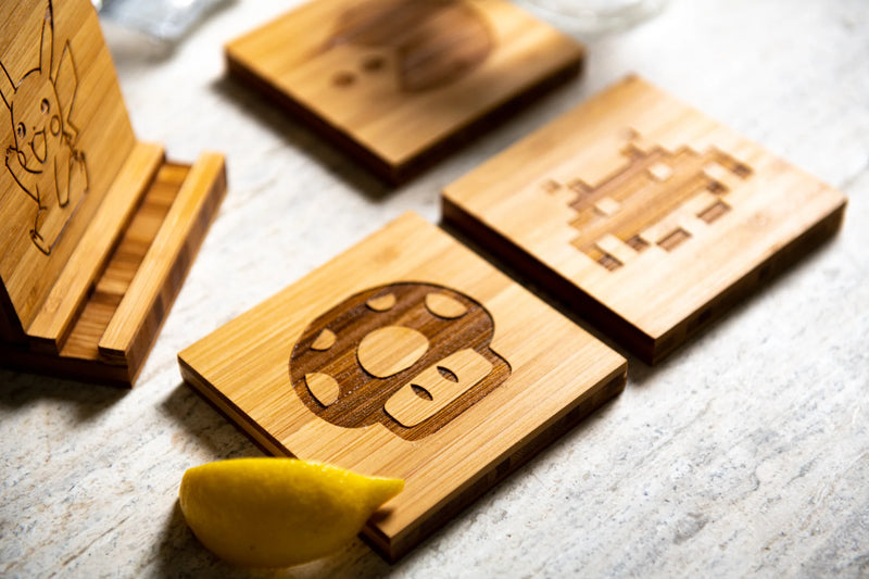 Gamer Inspired Coasters with Optional Coaster Holder