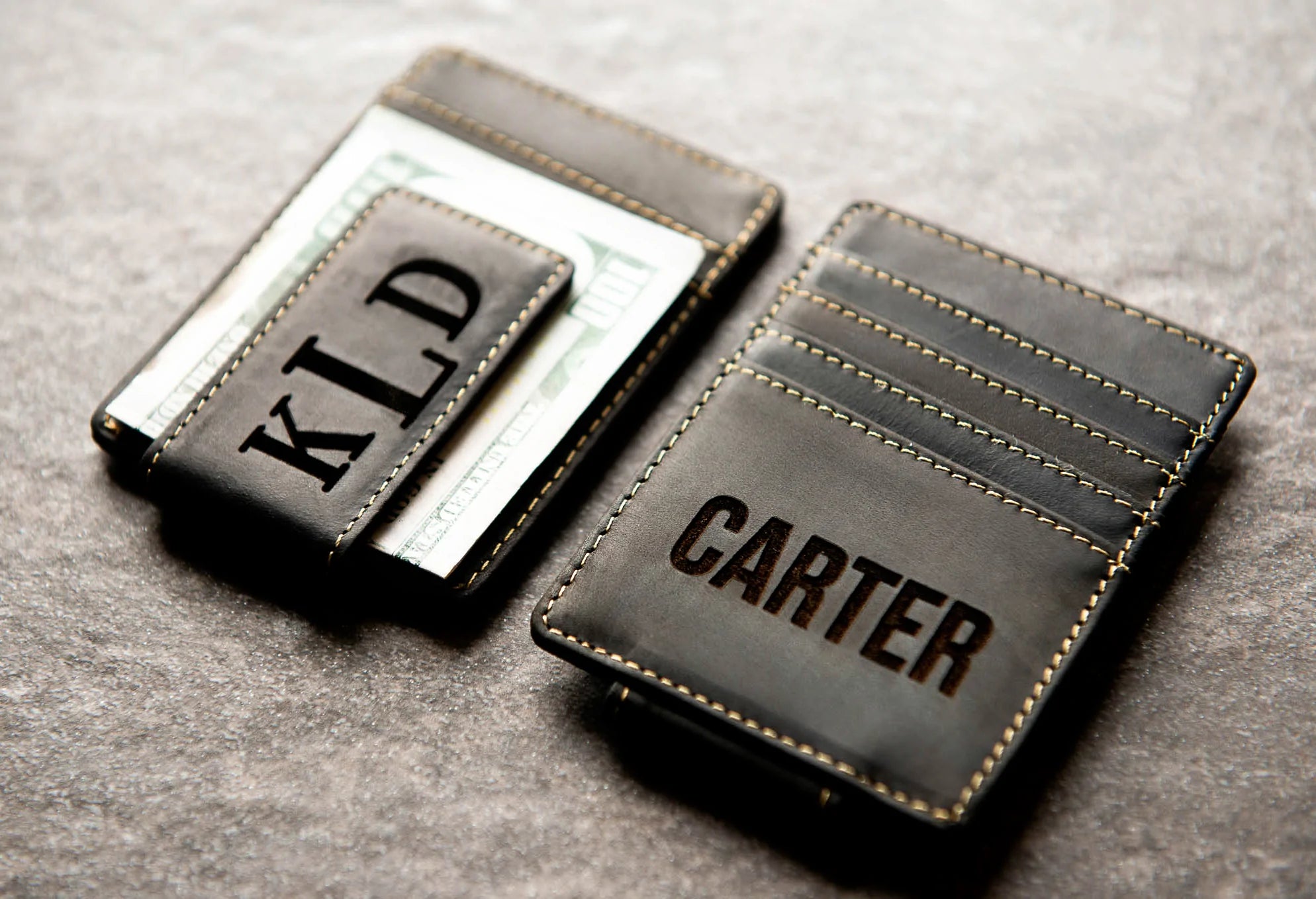 Personalized Leather Magnetic Money Clip - The Sanibel