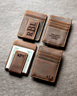 The Sanibel Personalized Leather Magnetic Money Clip