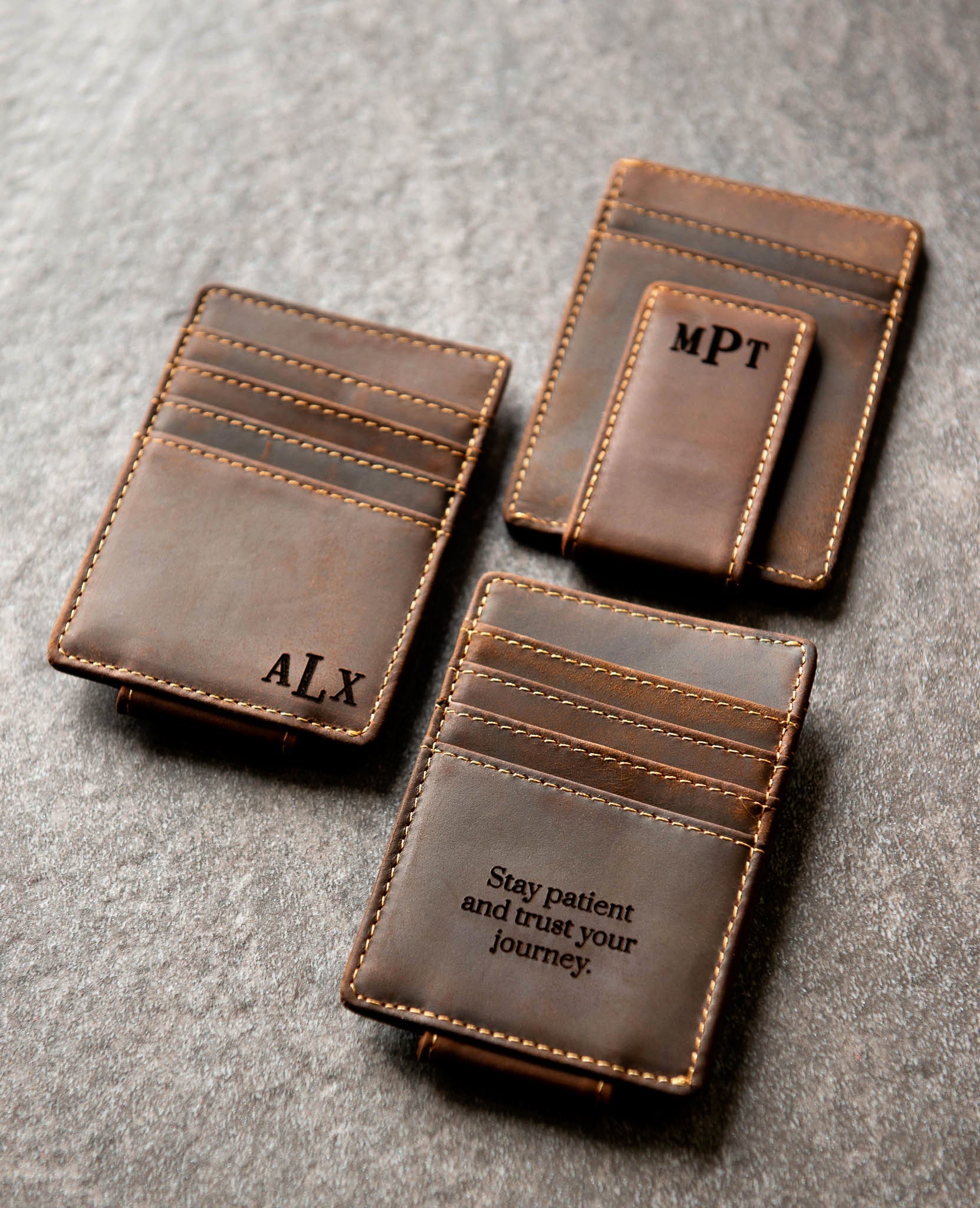 Personalized Leather Magnetic Money Clip - The Sanibel