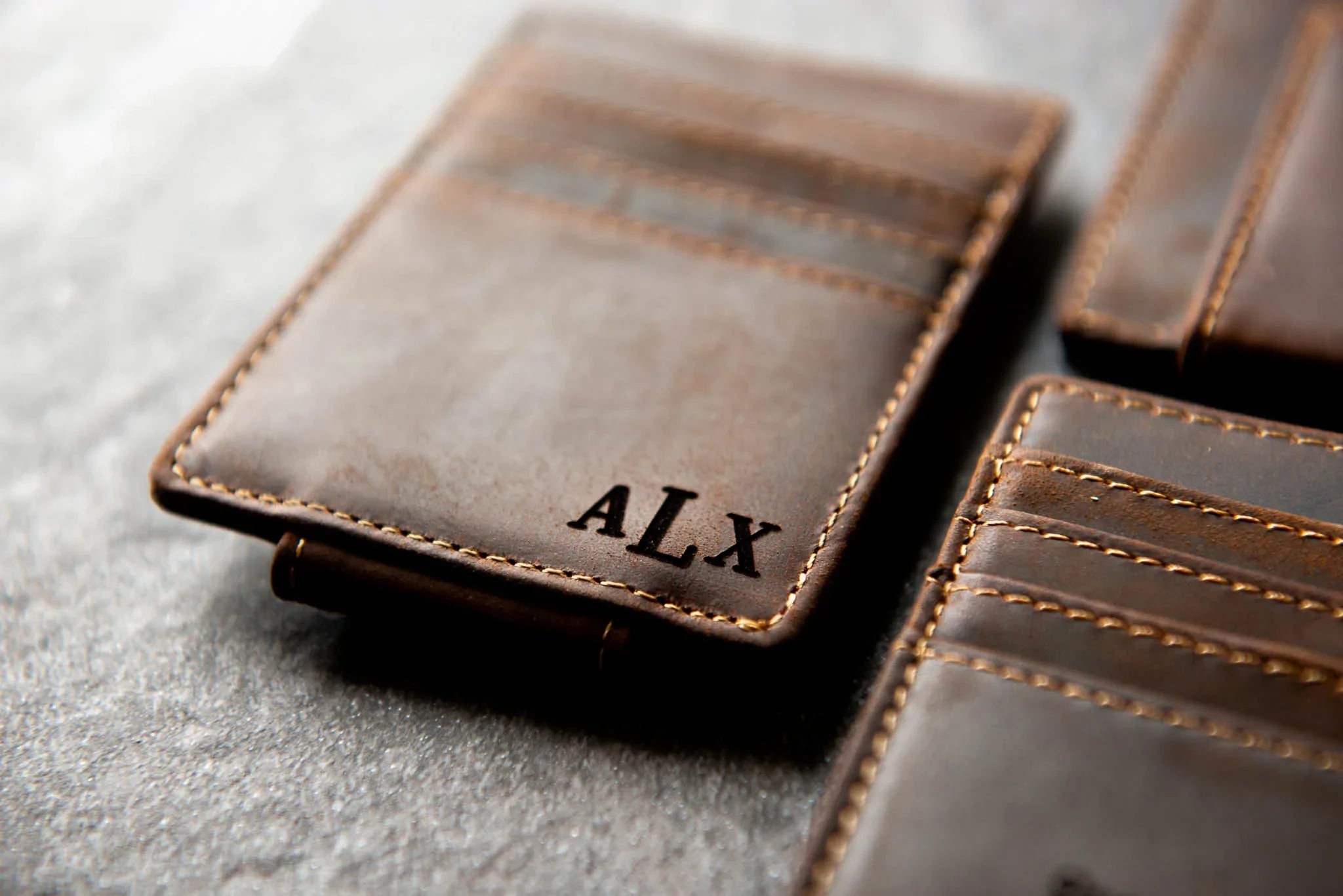 Personalized Leather Magnetic Money Clip - The Sanibel