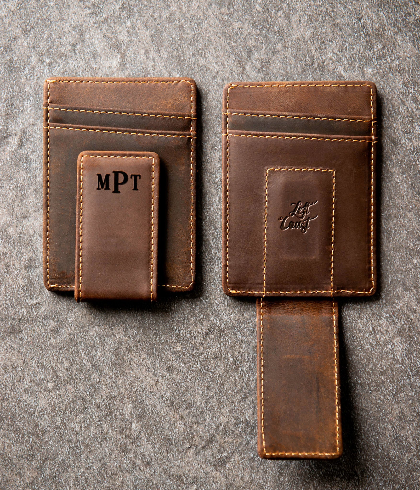 Personalized Leather Magnetic Money Clip - The Sanibel