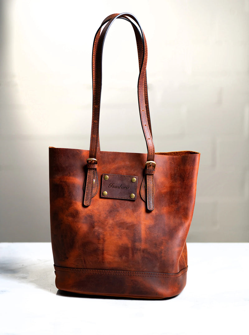 The Destin Personalized Distressed Leather Tote