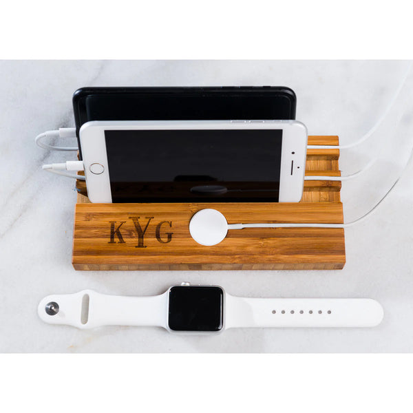 Personalized Double Slot Apple Watch iPhone Charging Dock