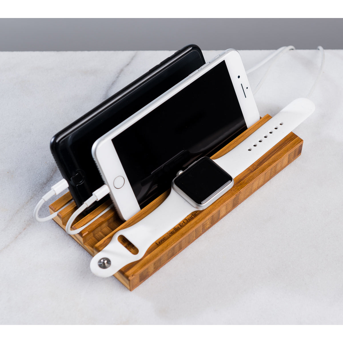 Personalized Double Slot Apple Watch iPhone Charging Dock