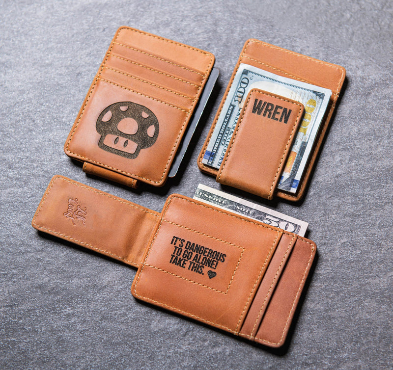 Gamer Inspired Personalized Leather Magnetic Money Clip