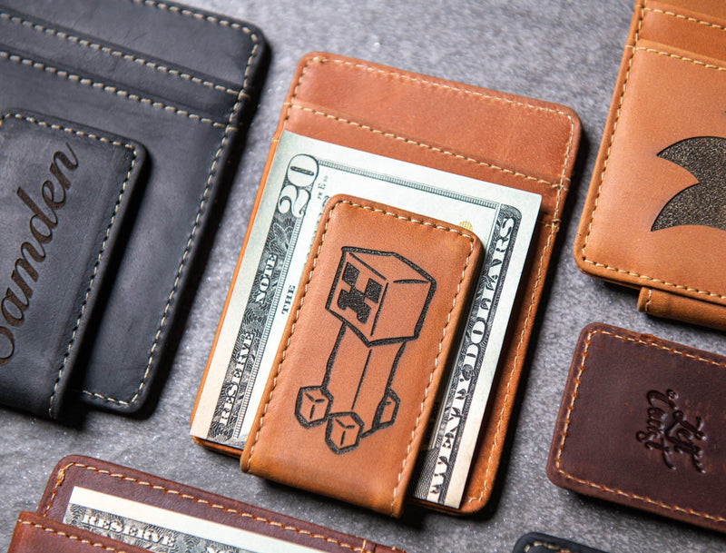 Gamer Inspired Personalized Leather Magnetic Money Clip