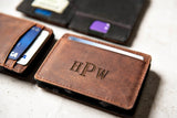 Personalized Distressed Leather Flip Wallet
