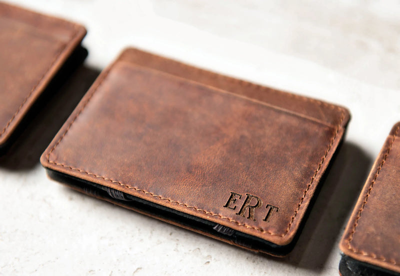 Personalized Distressed Leather Flip Wallet