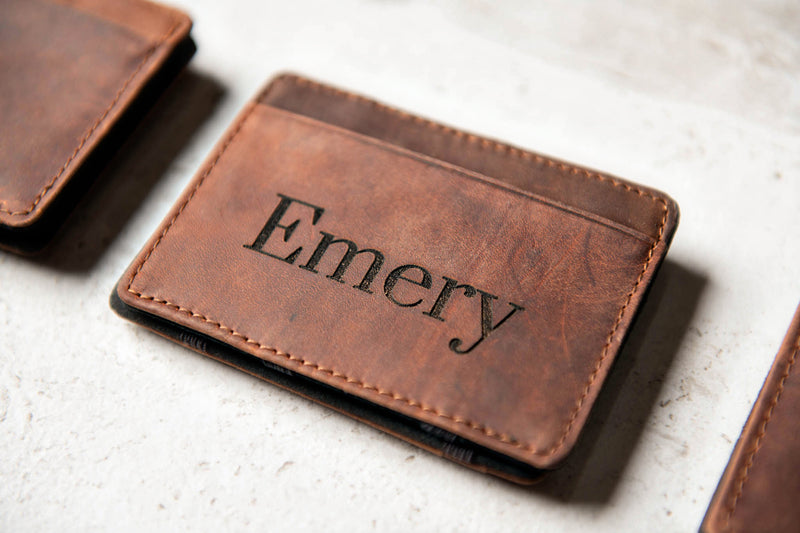 Personalized Distressed Leather Flip Wallet