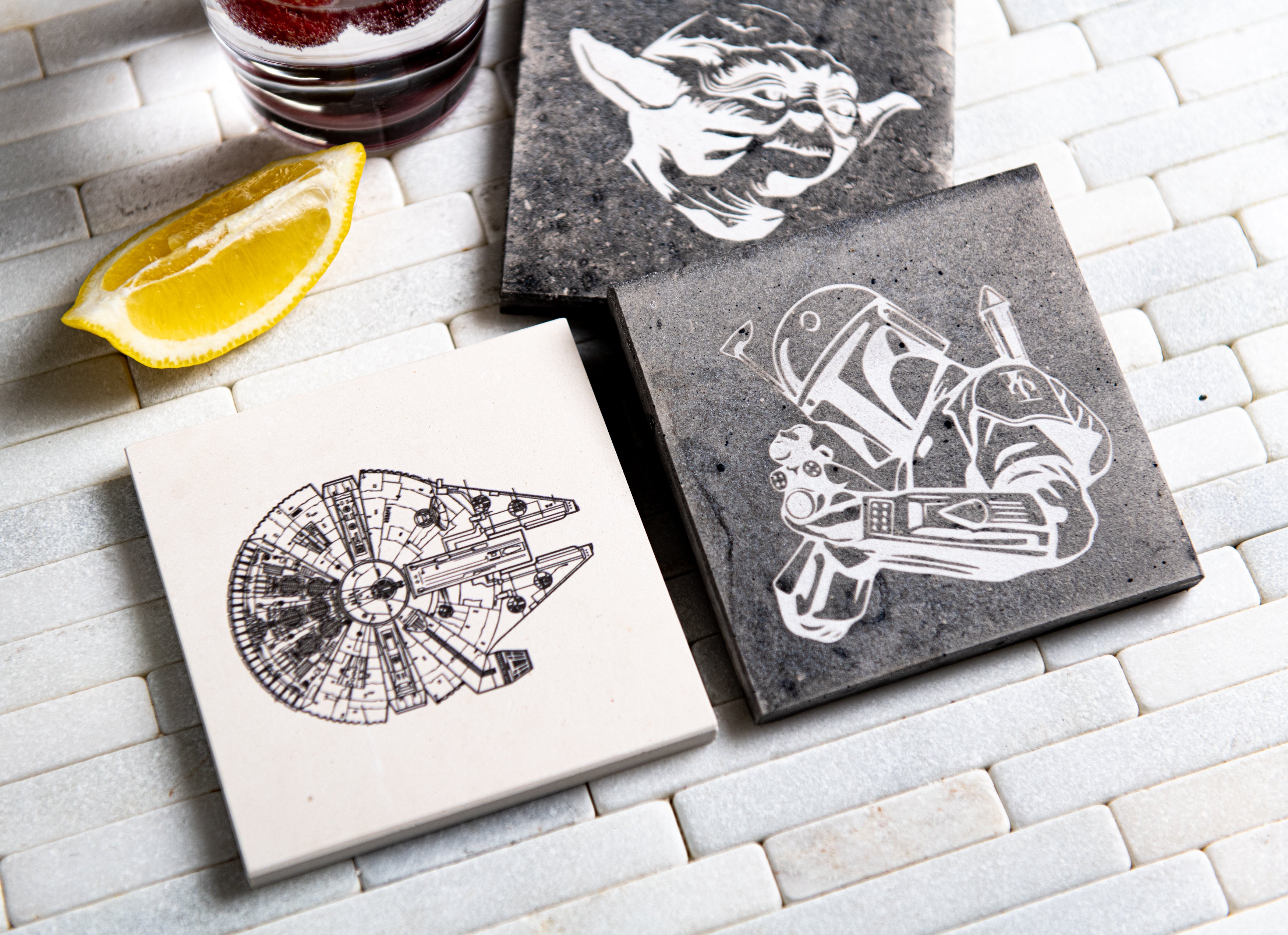 Star Wars Inspired Limestone Personalized Coaster Holder