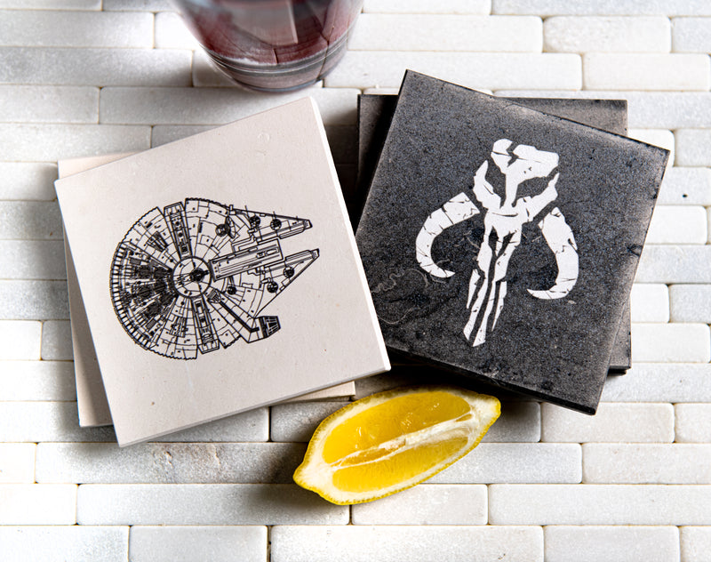 Star Wars Inspired Limestone Personalized Coaster Holder
