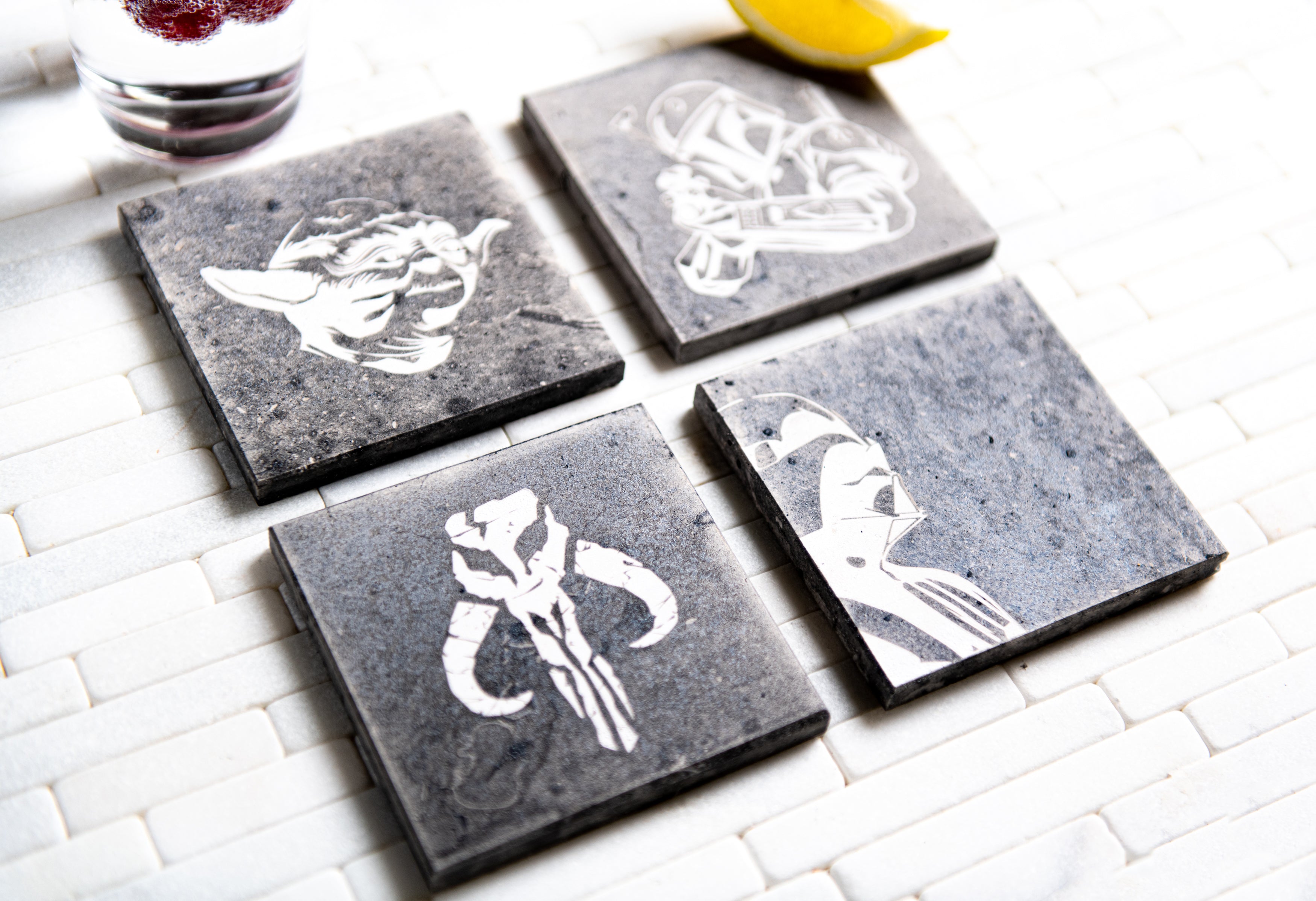 Star Wars Inspired Limestone Personalized Coaster Holder