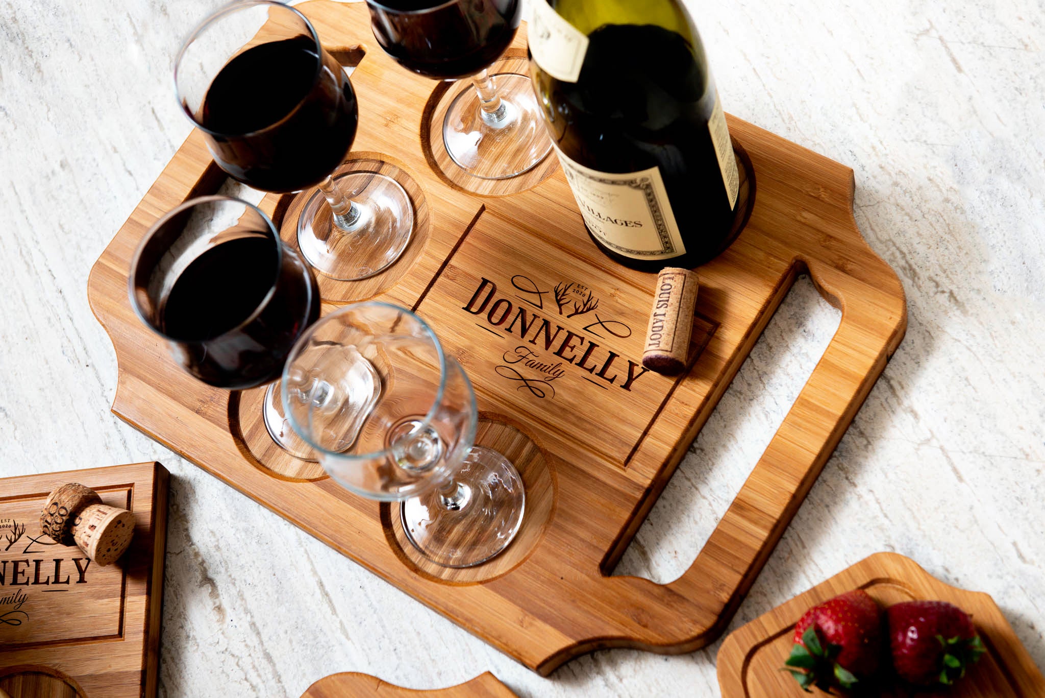 Charcuterie Board & Drink Serving Tray Gift Set