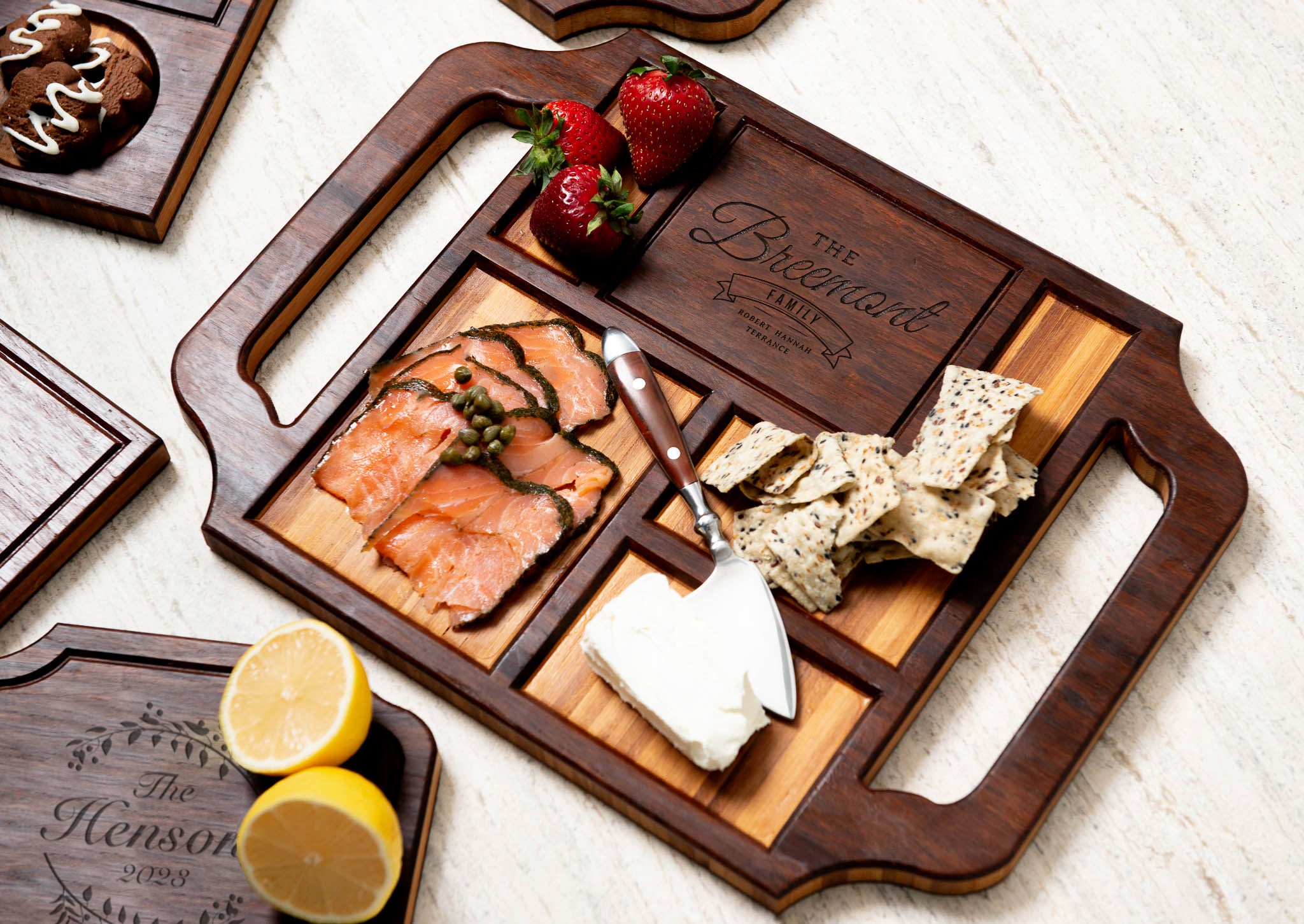 Charcuterie Board & Drink Serving Tray Gift Set