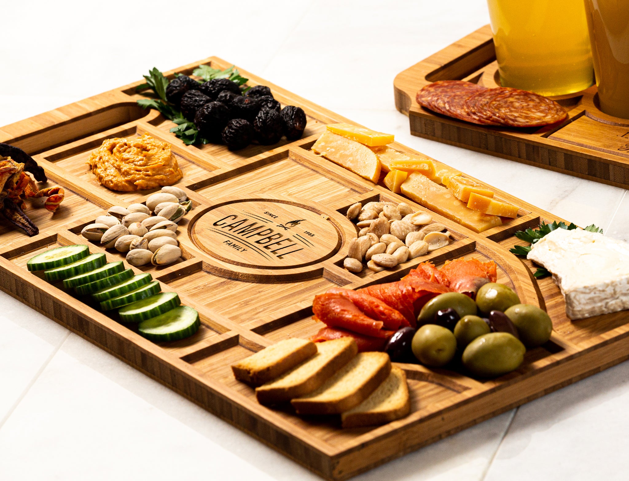 Personalized Beer Flights and Charcuterie Planks 4 Piece Gift Set