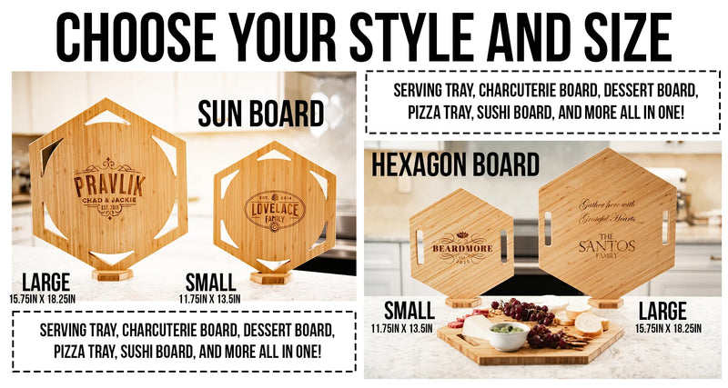 Personalized Hexagon and Sun Boards
