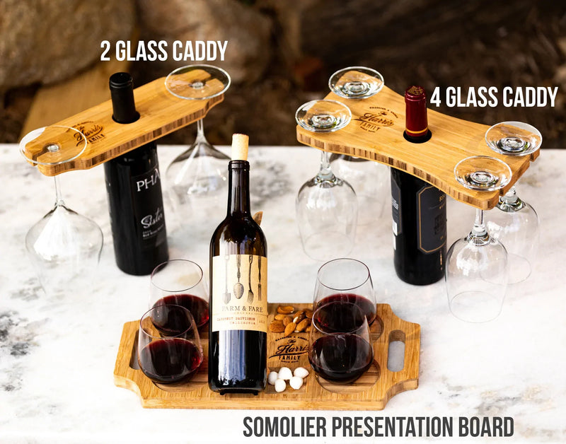 Sommelier Presentation Board & Glass Caddy Gift Set
