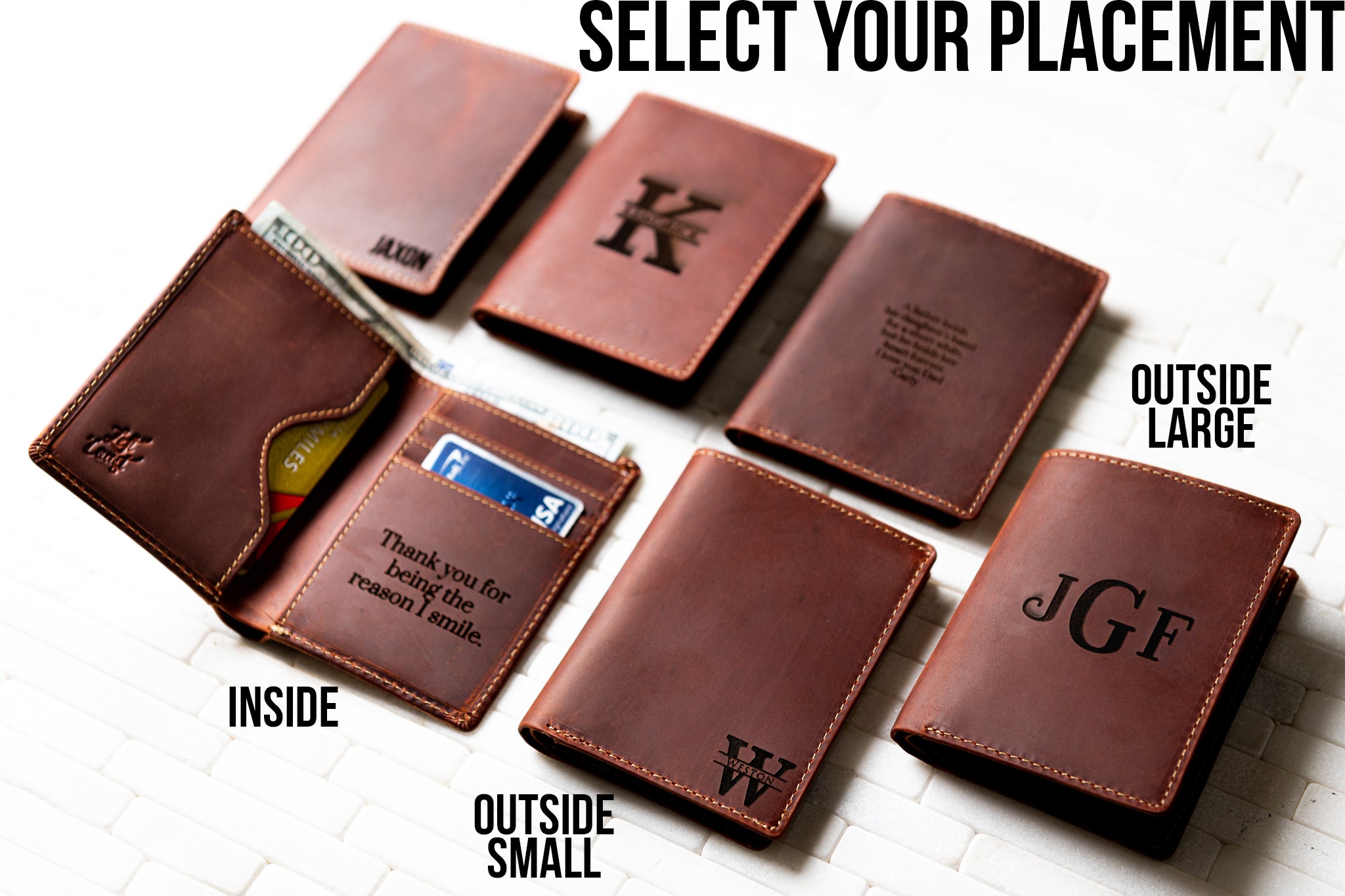 The Sarasota Personalized Leather Slim Bifold Wallet