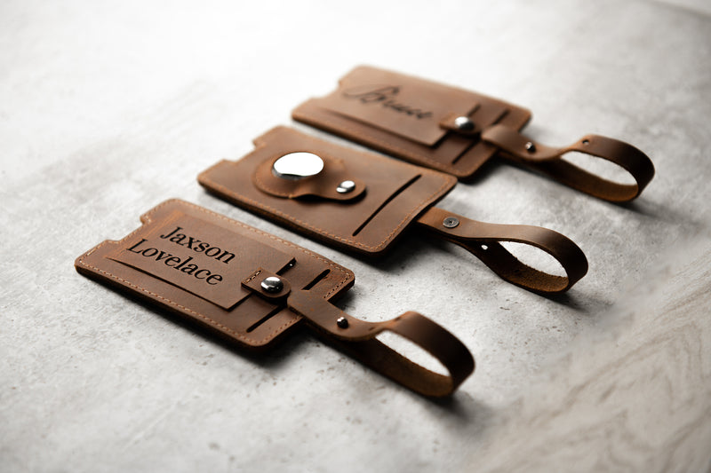 Personalized Leather AirTag Luggage Tag
