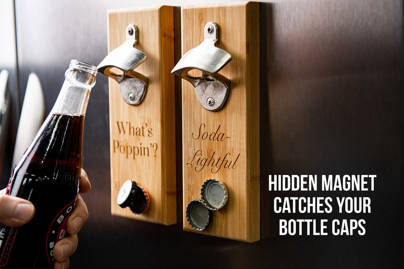 5 Pcs Fridge Magnet Round Wood Opener Decoration Beer Bottle Opener Bamboo Bottle  Openers