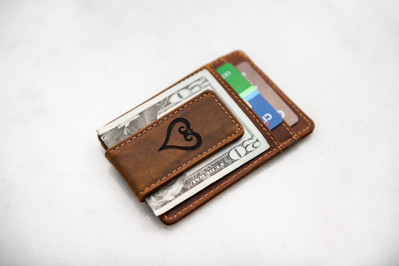 Arcadia Personalized Gamer Inspired Leather Magnetic Money Clip