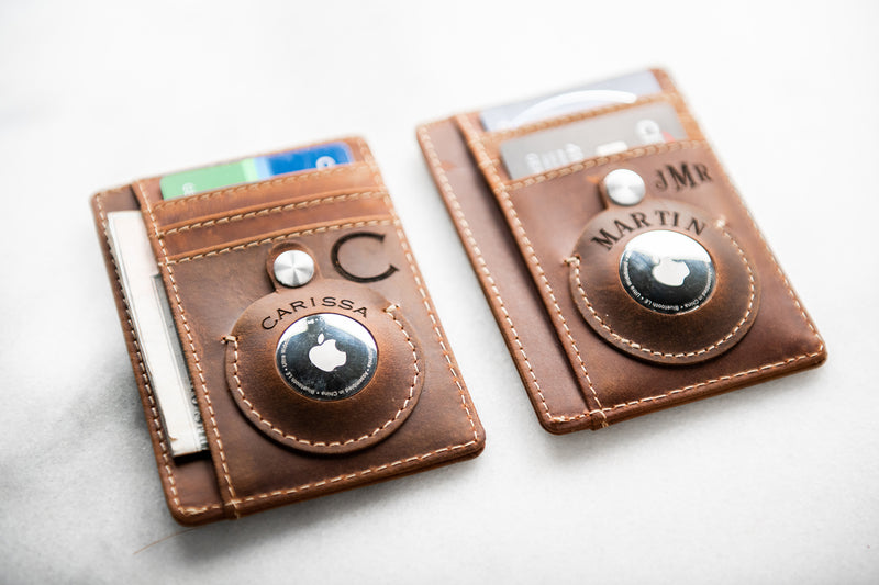 Apple AirTag Leather Wallet - Handmade card wallet for Apple