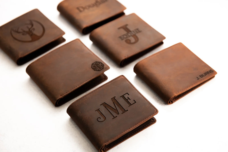 Engraved trifold online wallet for husband