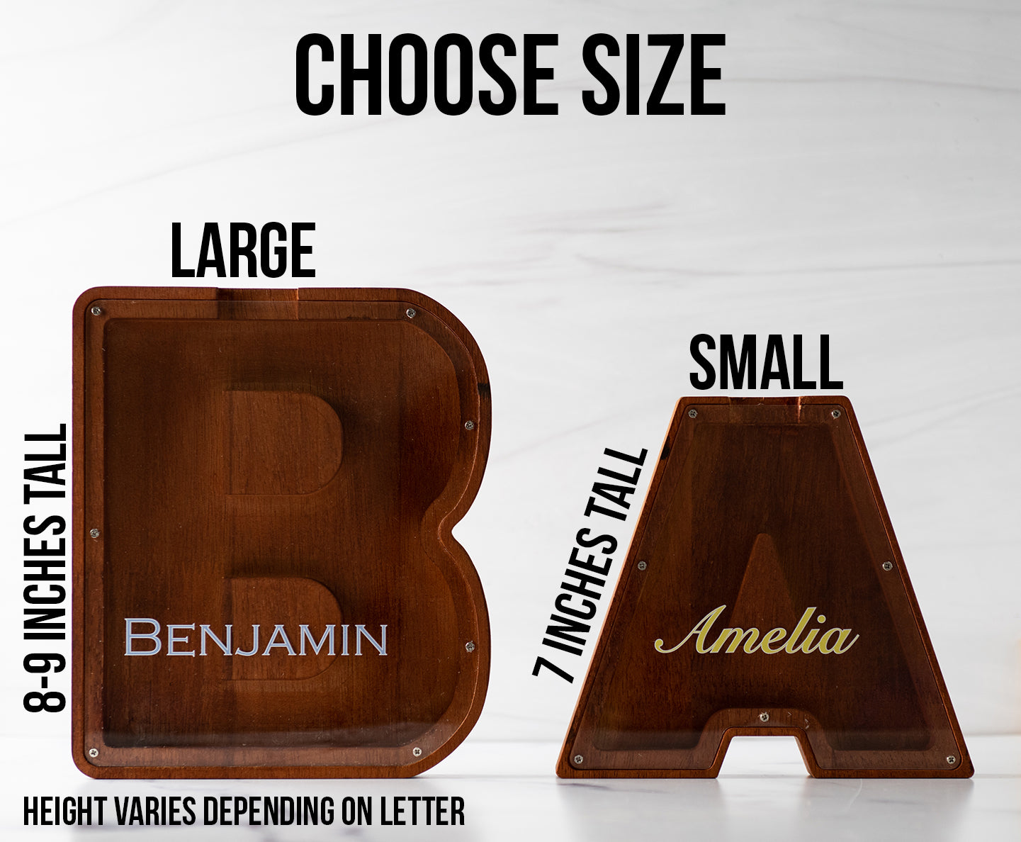 Personalized Initial Letter Shaped Wood Coin Bank