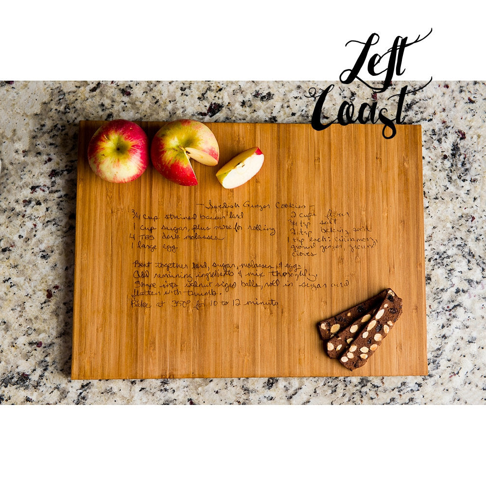 Custom Handwriting Personalized Bamboo Cutting Board with engraved recipe