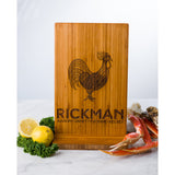 Rooster Chicken Personalized Cutting Board Wedding Men Mom Dad Gift Anniversary Family Name Engraved Monogram Initials Chef