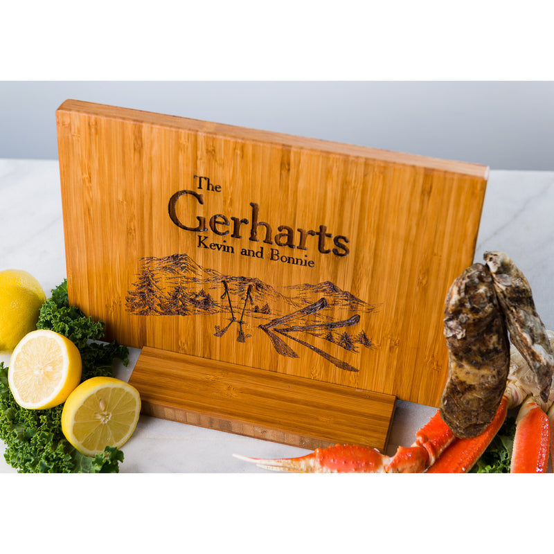 Personalized Cutting Board or Skiing Winter Wedding Men Mom Dad Anniversary Engraved Snow Ski