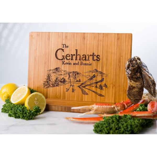 Personalized Cutting Board or Skiing Winter Wedding Men Mom Dad Anniversary Engraved Snow Ski