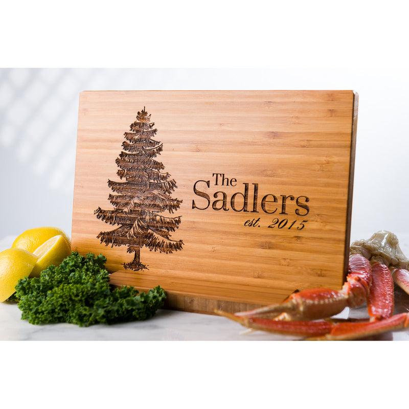 Personalized Cutting Board or Serving Tray Pine Tree Wedding Men Mom Dad Anniversary Engraved