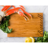 Script Font Personalized Bamboo Cutting Board with family name engraving