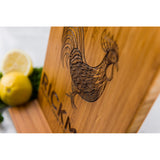 Rooster Chicken Personalized Cutting Board Wedding Men Mom Dad Gift Anniversary Family Name Engraved Monogram Initials Chef