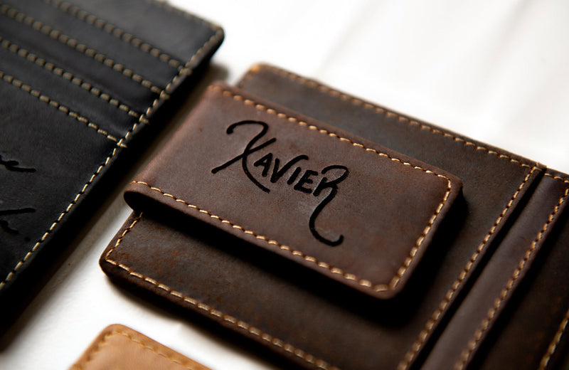 Personalized Leather Magnetic Money Clip the Sanibel by Left Coast