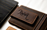 Personalized Handwriting Leather Magnetic Money Clip The Sanibel by Left Coast Original
