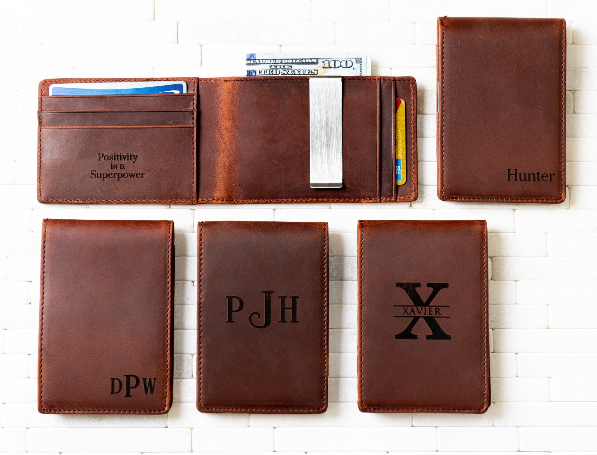 The Islamorada Slim Personalized Distressed Leather Wallet