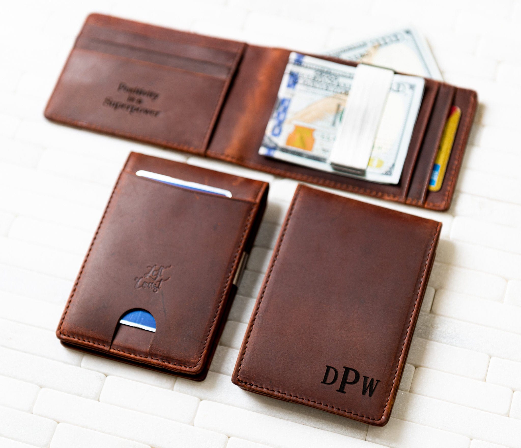 The Islamorada Slim Personalized Distressed Leather Wallet