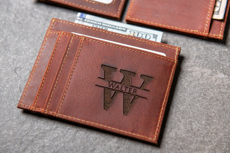 The Ocala Slim Leather Wallet Personalized With ID Window